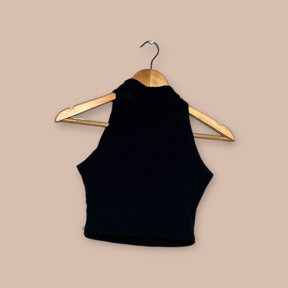 American Apparel Turtleneck Black Crop Top - Size Small - Picture 3 of 3